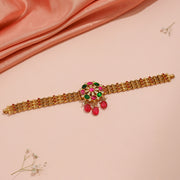 Traditional Kemp Floral Choker with Ruby Drop Accents