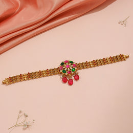 Traditional Kemp Floral Choker with Ruby Drop Accents
