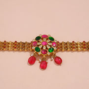 Traditional Kemp Floral Choker with Ruby Drop Accents