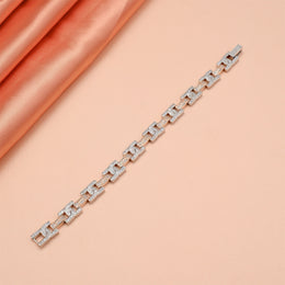 Silver Elegance Statement Bracelet with CZ  Accents