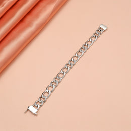 Classic Men's Link Bracelet with CZ Accents