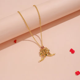 Traditional Lakshmi Tiger Claw Pendant with Ruby Emerald Stone Accents