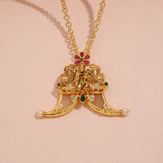 Traditional Lakshmi Tiger Claw Pendant with Ruby Emerald Stone Accents