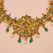 Alluring Silver Lakshmi Necklace with Peacock Motifs