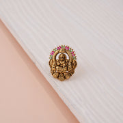 Antique Lakshmi Temple Ring with Ruby and Emerald Stones