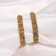 Antique Peacock Temple Bangles with Ruby Stone Heritage Motifs