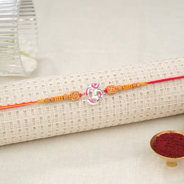 Silver Omkar Motif Rakhi