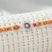 Silver Flower Motif Rakhi