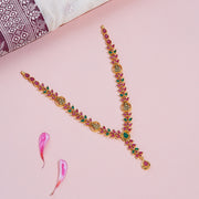 Lakshmi Devi Floral Necklace with Ruby&Emerald beads