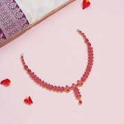 Crimson Cascade Silver Necklace