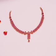 Crimson Cascade Silver Necklace