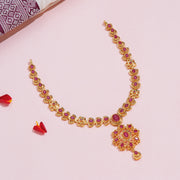 Ruby Floral Elegance Silver Necklace