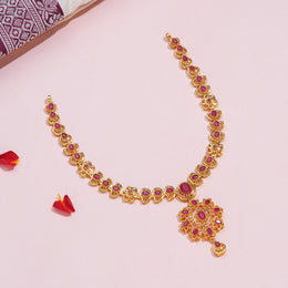Ruby Floral Elegance Silver Necklace