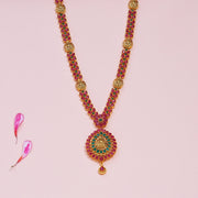 Ruby Emerald Lakshmi Silver Necklace
