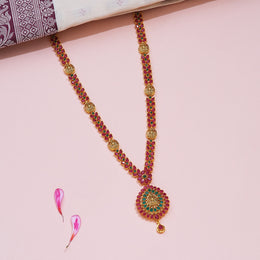 Ruby Emerald Lakshmi Silver Necklace