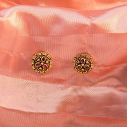 Antique Ruby Floral Silver Stud Earrings