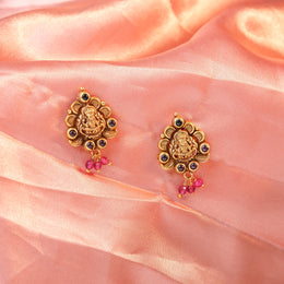 Goddess Lakshmi Gold-Plated Silver Stud Earrings