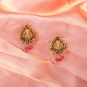 Goddess Lakshmi Gold-Plated Silver Stud Earrings