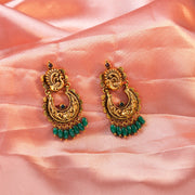 Antique Peacock Chandbali Gold-Plated Silver Earrings
