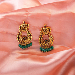 Antique Peacock Chandbali Gold-Plated Silver Earrings