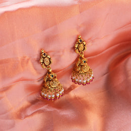 Temple Work Gold-Plated Silver Jhumka Earrings
