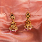 Temple Work Gold-Plated Silver Jhumka Earrings