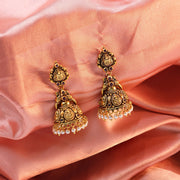 Divine Lakshmi Temple Gold-Plated Silver Jhumkas
