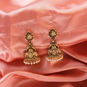 Divine Lakshmi Temple Gold-Plated Silver Jhumkas