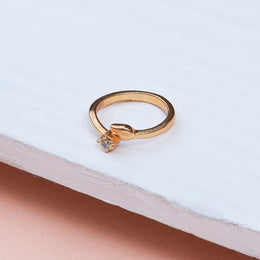 Rose Gold-Plated Sterling Silver Leaf Cubic Zirconia Ring