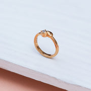 Rose Gold-Plated Sterling Silver Leaf Cubic Zirconia Ring