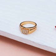 Gold-Plated Sterling Silver Cluster Cubic Zirconia Ring