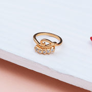 Gold-Plated Sterling Silver Curved Cubic Zirconia Ring