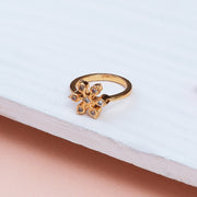 Gold-Plated Snowflake Cubic Zirconia Ring