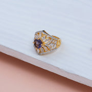 Amethyst Dual-Tone Statement Cocktail Ring