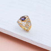 Amethyst Dual-Tone Statement Cocktail Ring