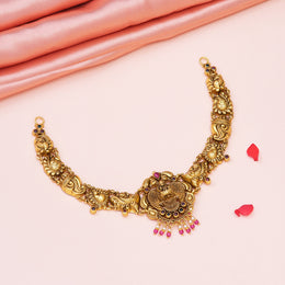 Divine Peacock Floral Temple Necklace