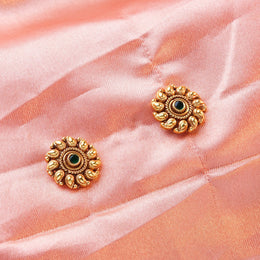 Antique Mango Motif Gold-Plated Silver Stud Earrings
