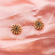 Antique Mango Motif Gold-Plated Silver Stud Earrings