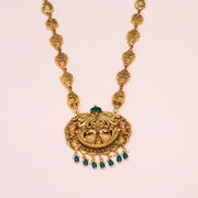 Antique Peacock Temple Gold-Plated Silver Long Necklace