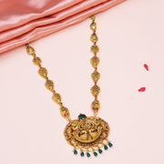 Antique Peacock Temple Gold-Plated Silver Long Necklace
