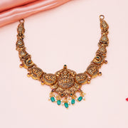 Divine Lakshmi Temple Gold-Plated Silver Choker Necklace