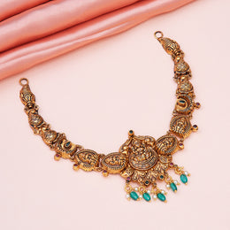Divine Lakshmi Temple Gold-Plated Silver Choker Necklace