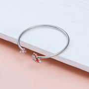 Sterling Silver Pink Butterfly Open Cuff Kada