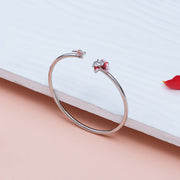 Sterling Silver Pink Butterfly Open Cuff Kada