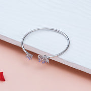 Silver Floral Enamel Open-Cuff Kada