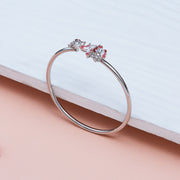 Silver Red Floral Enamel Open Cuff Kada