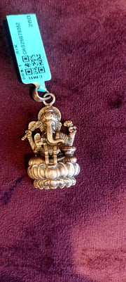 Silver Ganesha pendant with antique gold finish