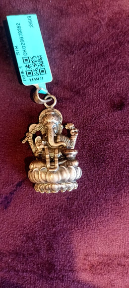 Silver Ganesha pendant with antique gold finish