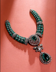 Silver Necklace with Emeralds
